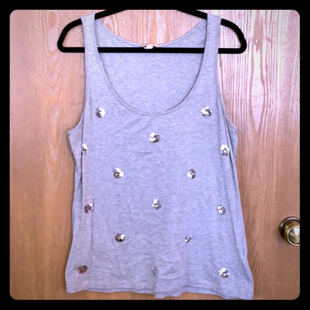Gray tank with silver sequin polka dots!
